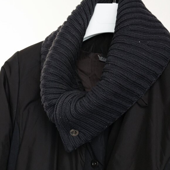 Crea Concept Black Padded Knit-Collar Jacket - Picture 5 of 11